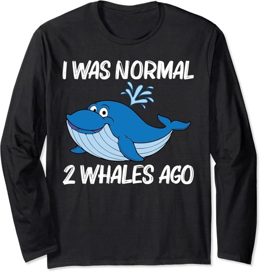 Funny Whale Art For Men Women Orca Narwhal Blue Whales Long Sleeve T-Shirt